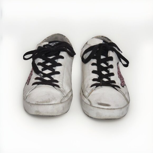 Golden Goose Super-Star White Pink Glitter Low Top Sneakers Womens Size 35 5 - Picture 6 of 14